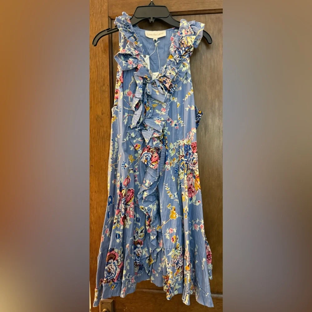 Floral Ruffle Mini Dress - Blue - Picture 2 of 4